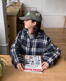 [BAONHAUS] Kironi Check String Hood Zip-Up Jumper