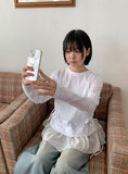 Kukyu Frill Shirring Long Sleeve Tee
