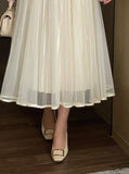 Pierre Double Tulle Lace Pleated Banding Skirt