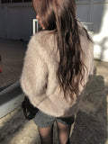 [Lining Quilting] Celan Hairy Fur Collar Jacket