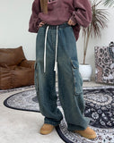 Eater Button Cargo Banding Denim Pants