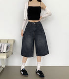 Casual Banding Knee Length Bermuda Denim Shorts