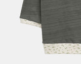 Fayu Flower Color Matching Button Three Quarter T-shirt
