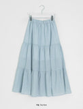 Hinari Check Tiered Banding Long Skirt