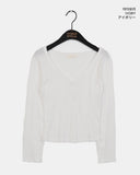 Bimi Punching Eyelet Half Button V-Neck T-Shirt
