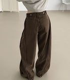 Hem Snap Cut Pin Tuck Adjust Wide Balloon Cotton Pants
