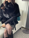 Meryl Eco Fur Mink Short Sleeve Cape Jacket (Belt Set)