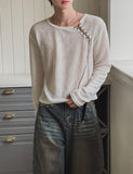 [PLAN MADE] Loop Lace-up Boat Neck Knit