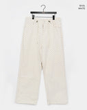 Md Dot Pattern String Strap Wide Cotton Long Pants