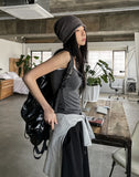 Yojeu Button Ribbed Layer Sleeveless