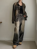 Betty Tin Beige Wide Denim Pants