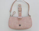 Linta Pink Printed Leather Hobo Baguette Shoulder Bag