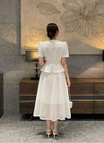 French Check See-Through Banding Flare Long Skirt