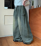 Beple Snap Button Banding Denim Balloon Wide Pants