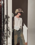 Loose fit ribbed U-neck knit