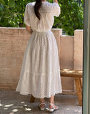 [Two Piece] Hueri Punching Blouse Long Skirt