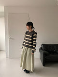 Monku stripe wool hood knit