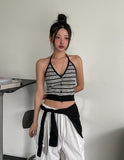 Multi strip knit halter sleeveless