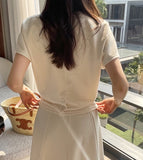 Liluna Banding Flare Long Skirt