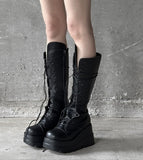 1156 Platform Sole Lace-Up Boots (9cm)