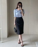 Natale Pin Tuck Shirring Wrap Skirt