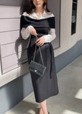 Monta Color Matching Off-Shoulder Knit Layered Shirt