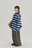 [BAONHAUS] Pinda Stripe Rugby Collar Long Sleeve Tee