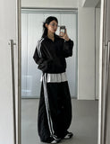 Tudi Diagonal Track Nylon Wind Jumper
