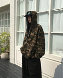 Chebo Military Camo Oversized-Fit Hood Zip-Up