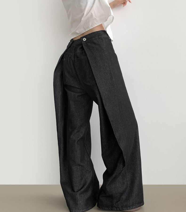 【BOK PLACE】point button roll-up mega wide fit denim PT BOK PLACE (ボックプレイス) - バックポイントボタンロール