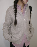 [MADE] Saru cable pocket hood knit cardigan