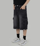 Black cargo denim trousers