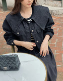 Milo Big Collar Crop Denim Jacket
