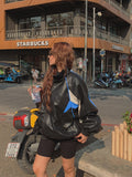 Chamber Color Matching Balloon Leather Jacket