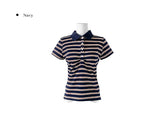 Weedon Shirring Stripe Collar Short Sleeve T-shirt