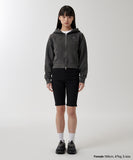 PIGMENT WASHED BIKER CROP ZIP-UP HOODIE