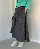 [BAONHAUS] Dinger Banding Dot Long Skirt