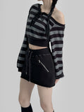 Stripe One Shoulder Off Tee