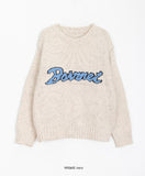 Baming Lettering Mix Color Round Knit