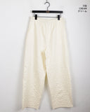 Fit Flower Embossing Ribbon Strap Banding Long Wide Pants