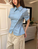Pop Roundy Unbalance Check Shirt