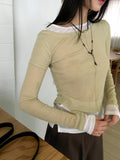 Nut Unbalance Layered Color Matching Long Sleeve T-shirt