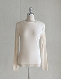 Tight Creamy Round Basic T-shirt