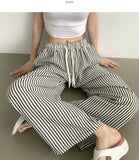 Stripe Banding Wide Pants
