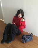 Culti V-Neck Off-Shoulder Muffler Knit Set