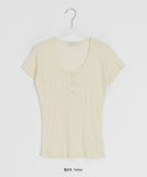 Kiri Punching Round Button Color Short Sleeve Tee