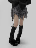 romon checkered unbalanced miniskirt