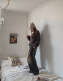 look side folding washing denim pants