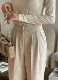 Eslin Two Pin Tuck Wide Slacks