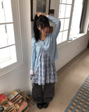 Linwoo punching button knit cardigan